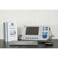 Accutome A-Scan plus with keyboard, foot pedal, and manual.